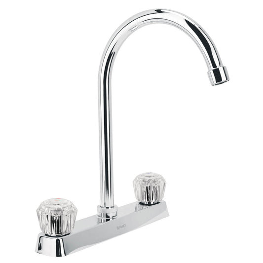 Mezcladora 8' p/fregadero, cuello curvo, manerales acrílico, 45617