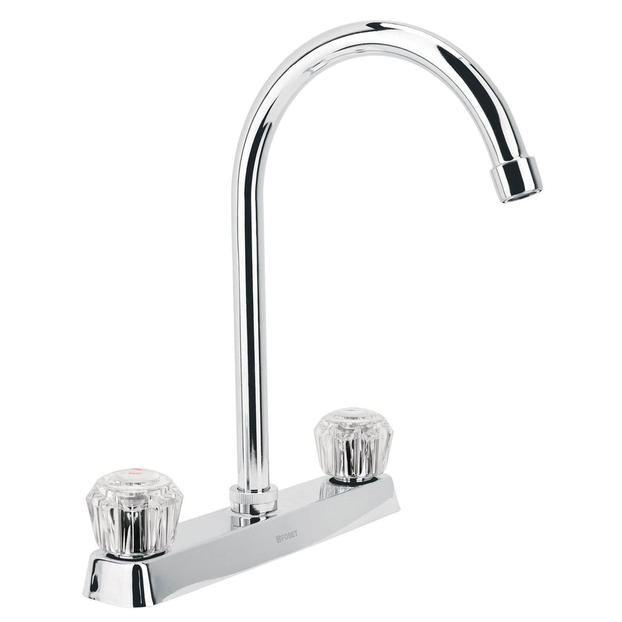 Mezcladora 8' p/fregadero, cuello curvo, manerales acrílico, 45617