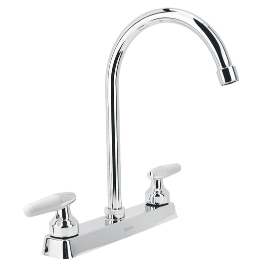 Mezcladora 8' p/fregadero, cuello curvo, manerales cono, 45619