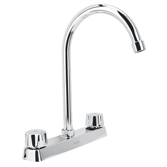 Mezcladora curva 8' p/fregadero, manerales hex cart cerámico, 45615