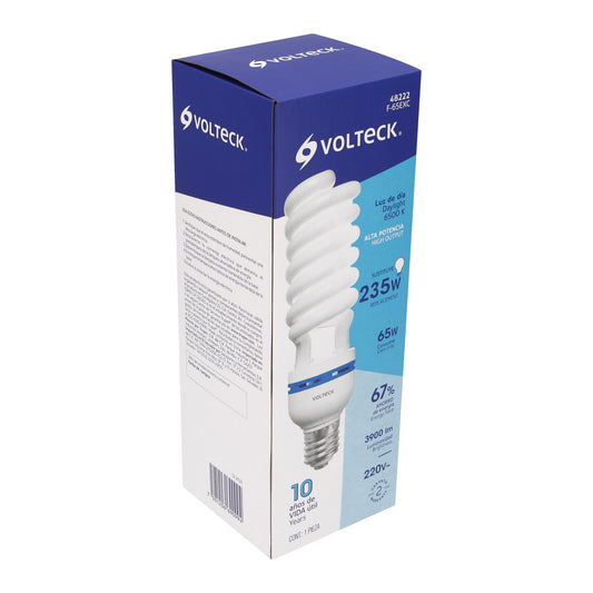 Lámpara espiral 65 W base mogul E39 220 V luz día, caja Caja con 2, 48222