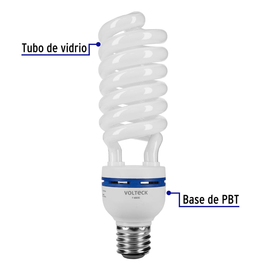 Lámpara espiral 65 W base mogul E39 220 V luz día, caja Caja con 2, 48222