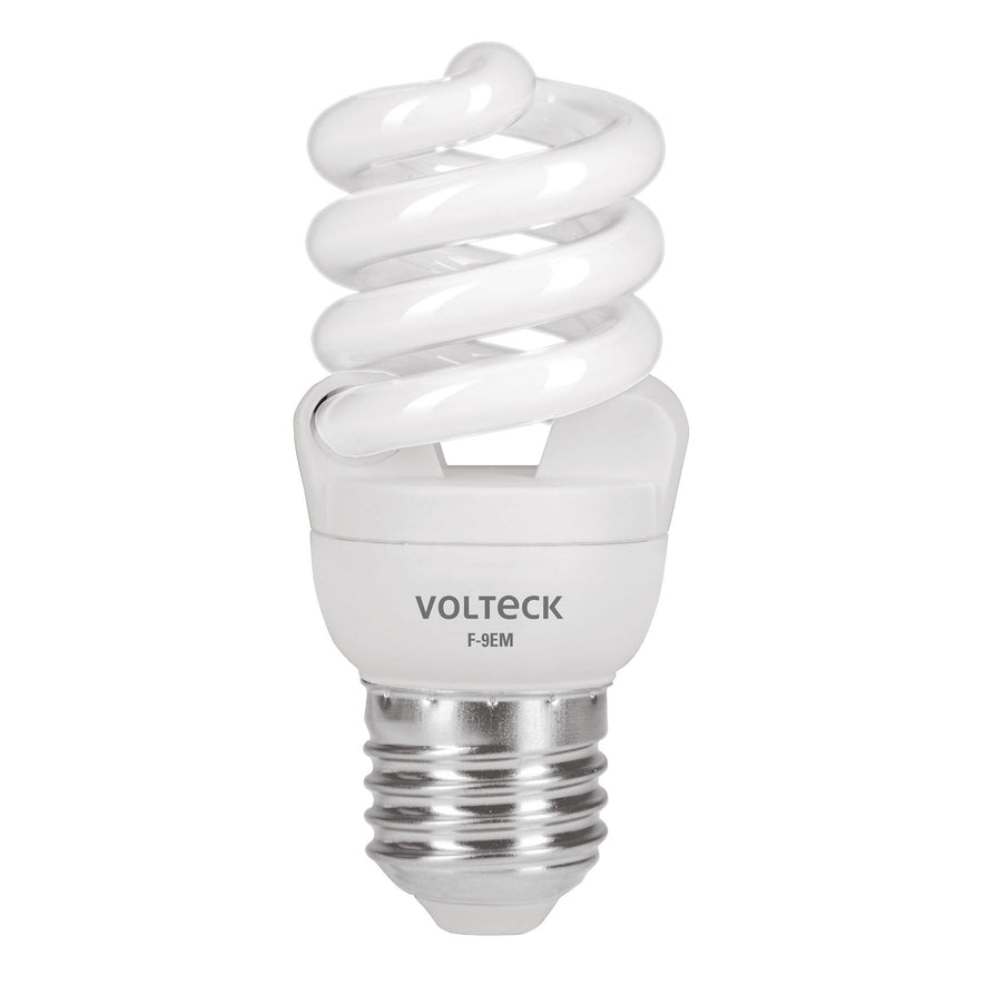 Lámpara espiral mini T2 9 W luz de día en blíster, Volteck Caja con 4, 48500