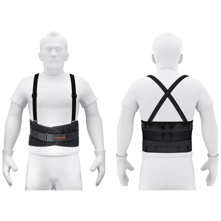 Faja lumbar con tercer cinturón, talla G, Truper Caja con 2, 14217