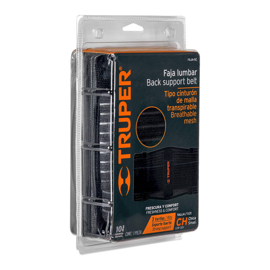 Faja lumbar tipo cinturón de malla transpirable, CH, Truper Caja con 2, 11960