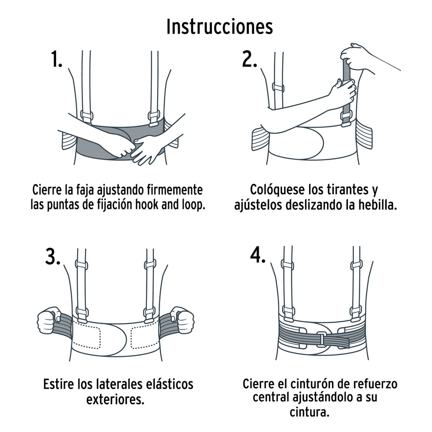 Faja lumbar con tercer cinturón, talla XG, Truper Caja con 2, 10956