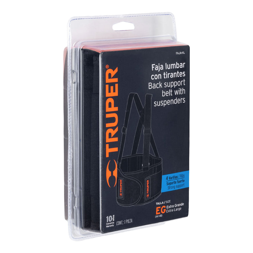 Faja lumbar, talla XG, Truper Caja con 2, 10954