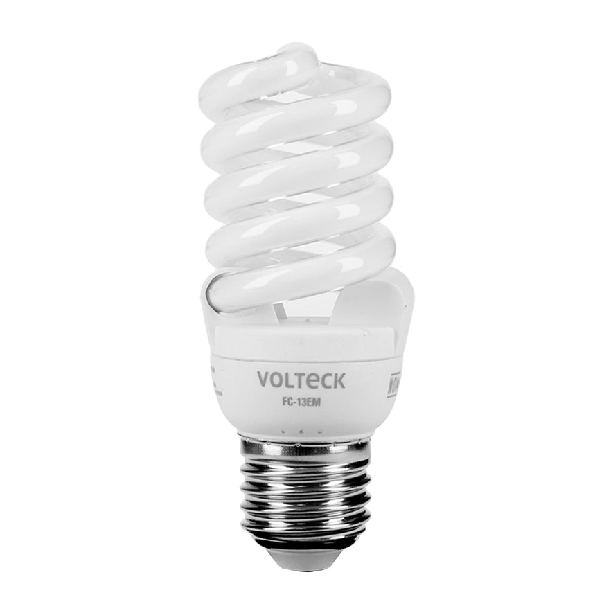 Lámpara espiral mini T2 13 W luz cálida en blíster, Volteck Caja con 4, 48505
