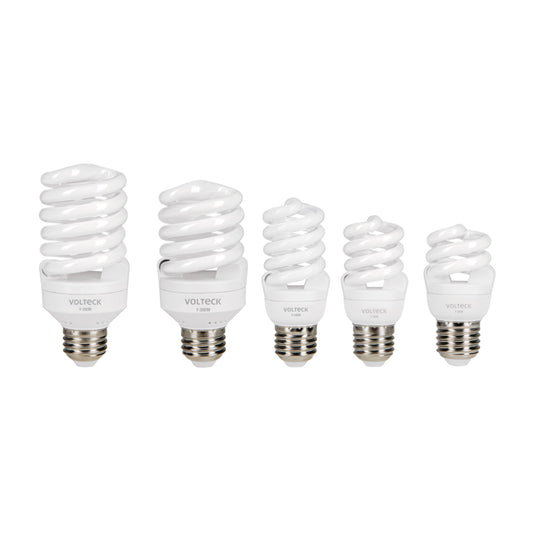 Lámpara espiral mini T2 23 W luz cálida en blíster, Volteck Caja con 4, 46839