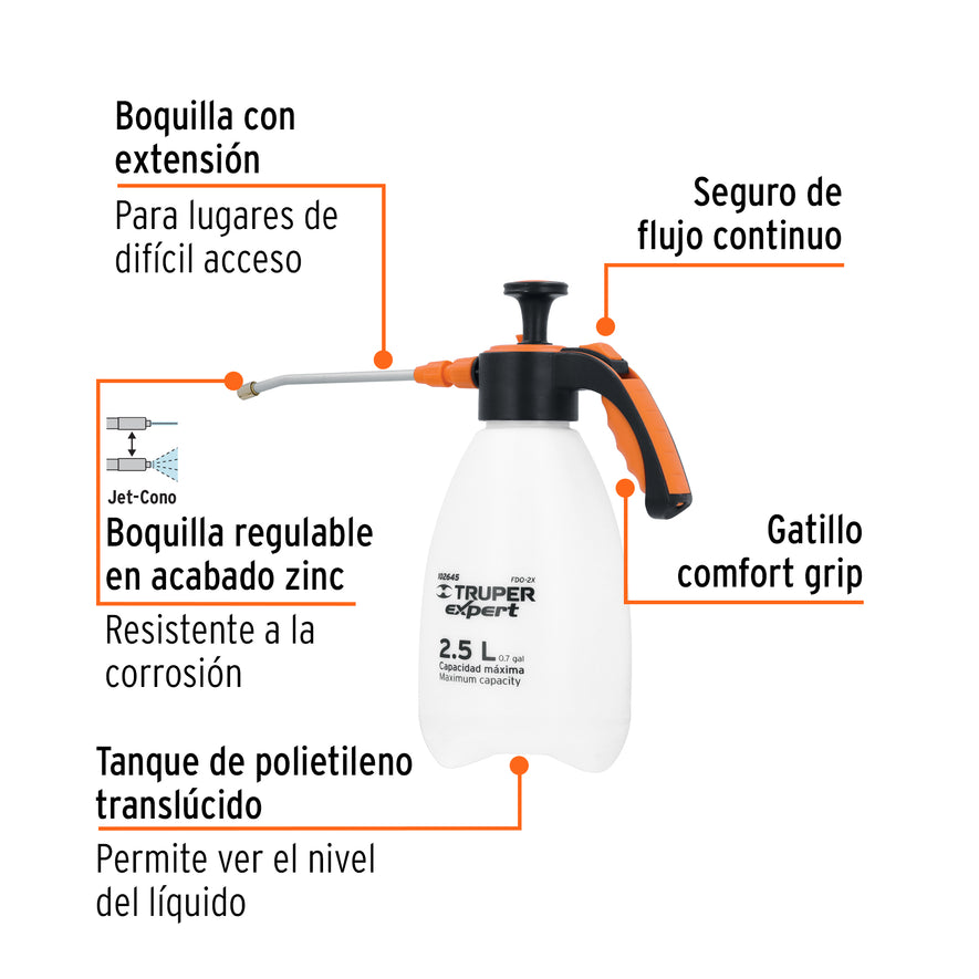 Fumigador doméstico de 2.5 litros, mango ergonómico, Expert Caja con 4, 102645