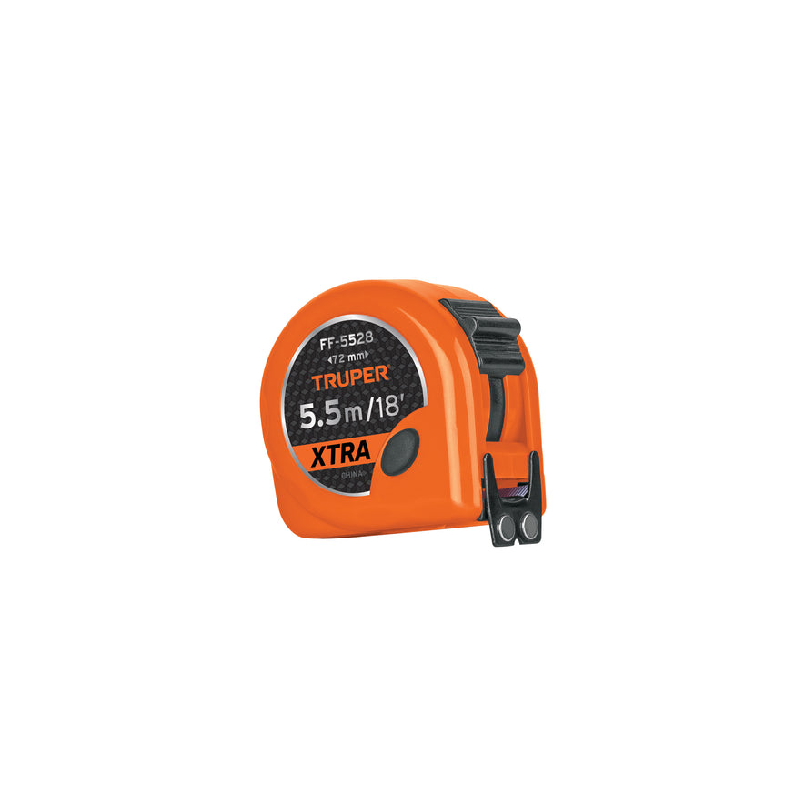 Flexómetro XTRA 5.5 m cinta extra ancha 28 mm, Truper Caja con 6, 15385