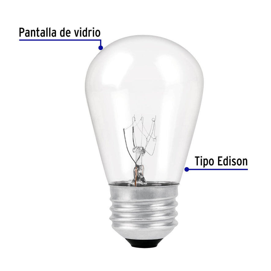Lámpara incandescente S14 11 W luz cálida, Volteck Caja con 6, 49091