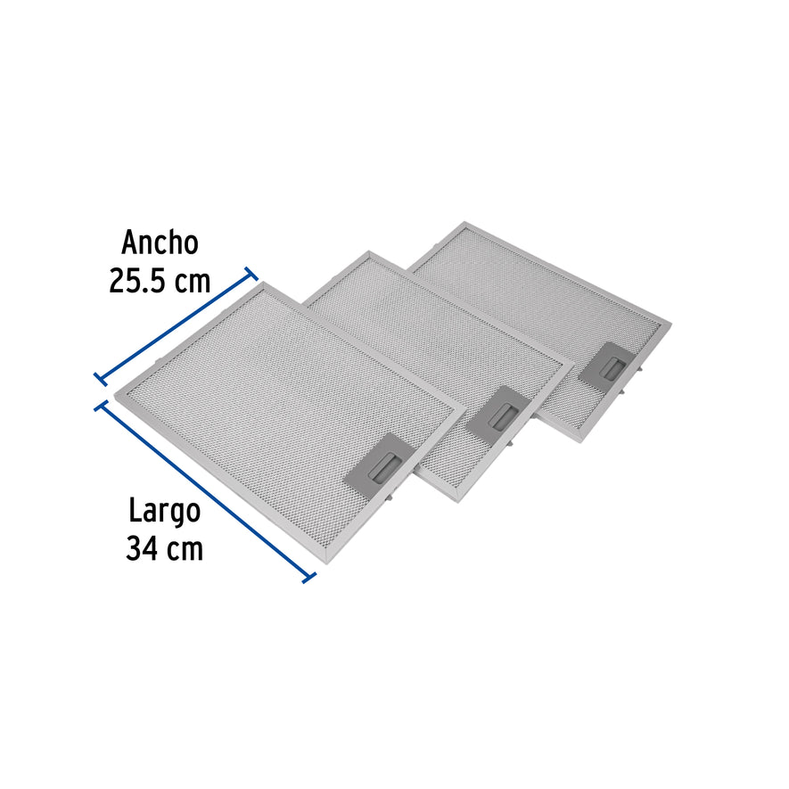 Juego de 3 filtros de aluminio para campana CAME-80, 46896