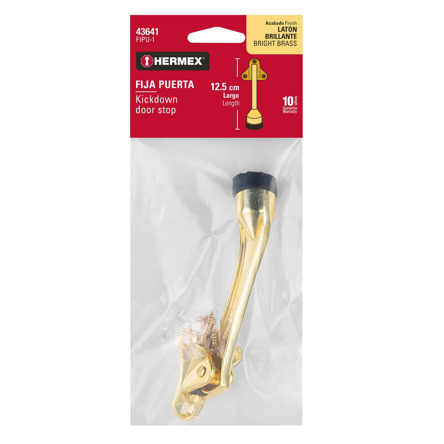 Fijapuerta metálico, acabado latón, Hermex Caja con 6, 43641