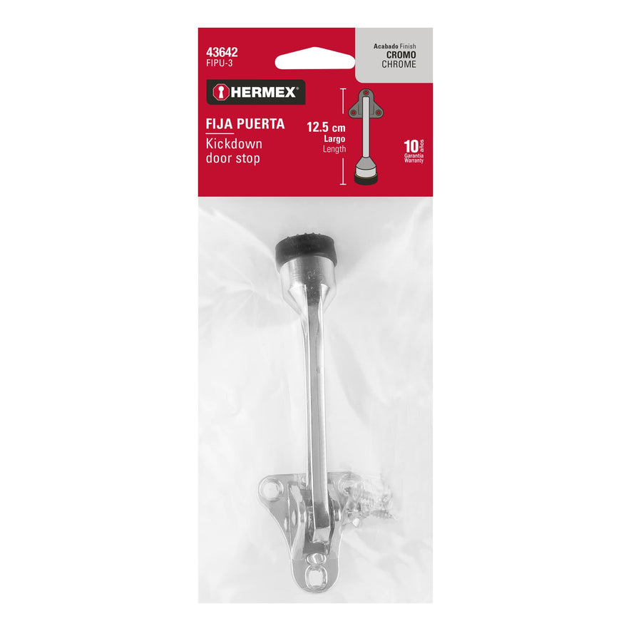 Fijapuerta metálico, acabado cromo, Hermex Caja con 6, 43642
