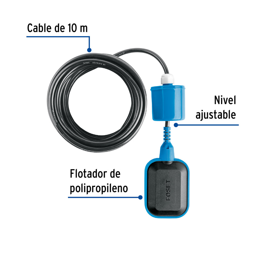 Flotador eléctrico con cable de 10 m, Foset Caja con 2, 49761