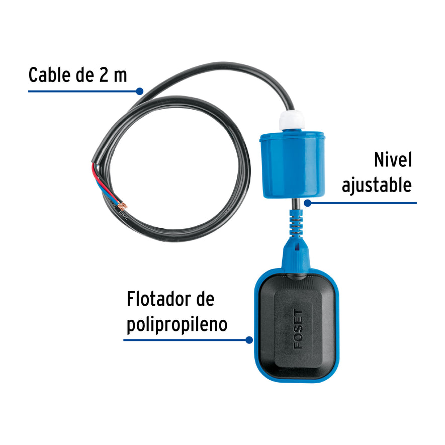 Flotador eléctrico con cable de 2 m, Foset Caja con 2, 49759