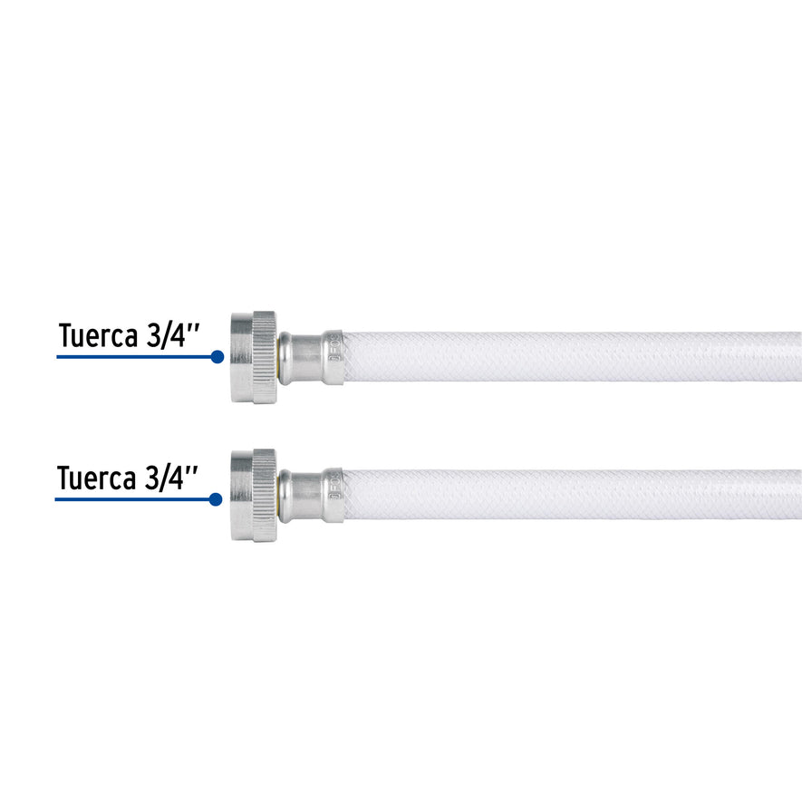 Manguera para lavadora, vinilo, 3/4' x 3/4', 1.2 m, Foset Caja con 6, 49779