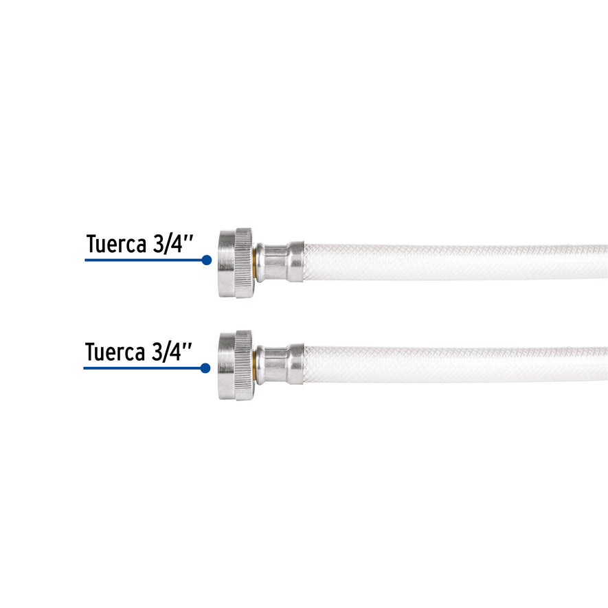 Manguera para lavadora, vinilo, 3/4' x 3/4', 1.8 m, Foset Caja con 6, 46429