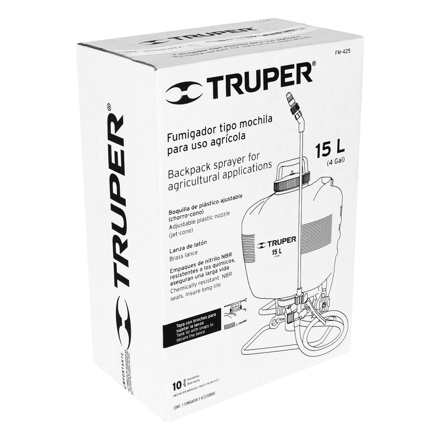 Fumigador de 15 L manual de mochila, Truper, 10887