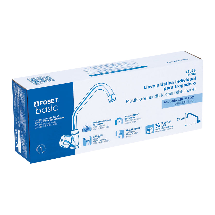 Llave individual para fregadero, ABS, cuello corto, Basic Caja con 2, 47379