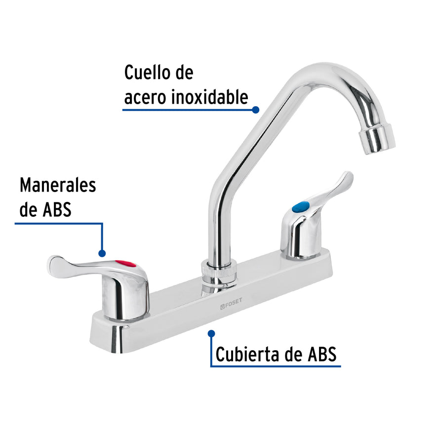 Mezcladora plástica 8' cuello corto para fregadero, palanca Caja con 2, 45514