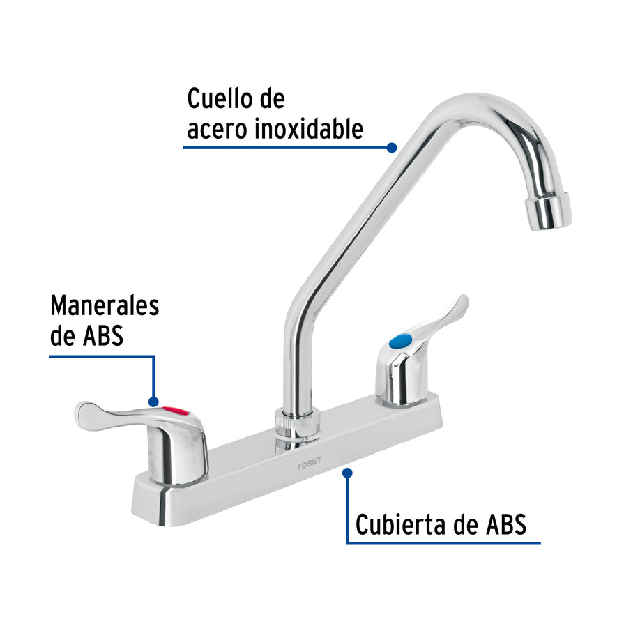 Mezcladora plástica 8' cuello largo para fregadero, palanca Caja con 2, 45515