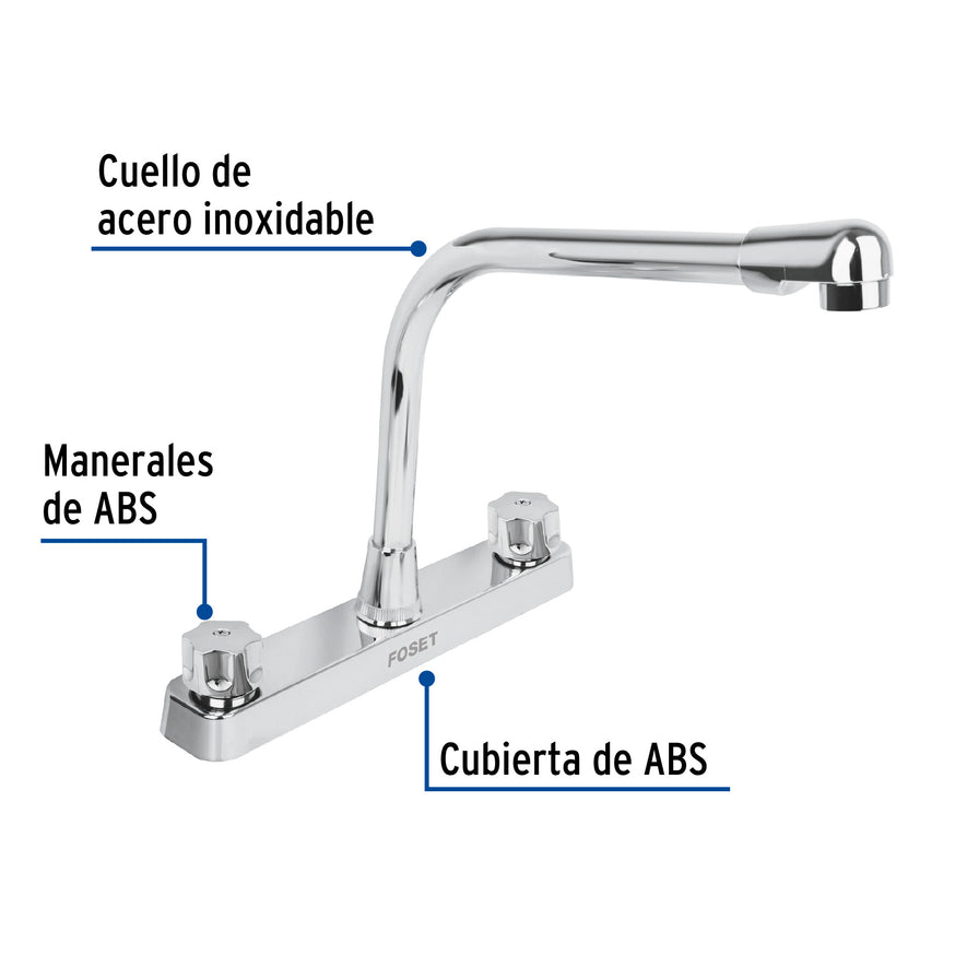 Mezcladora plástica 8' p/fregadero, cuello cobra, hex Basic Caja con 2, 45517