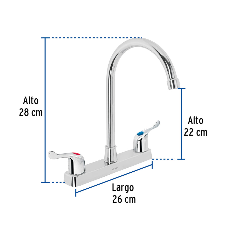 Mezcladora plástica 8' cuello alto para fregadero, palanca Caja con 2, 48194