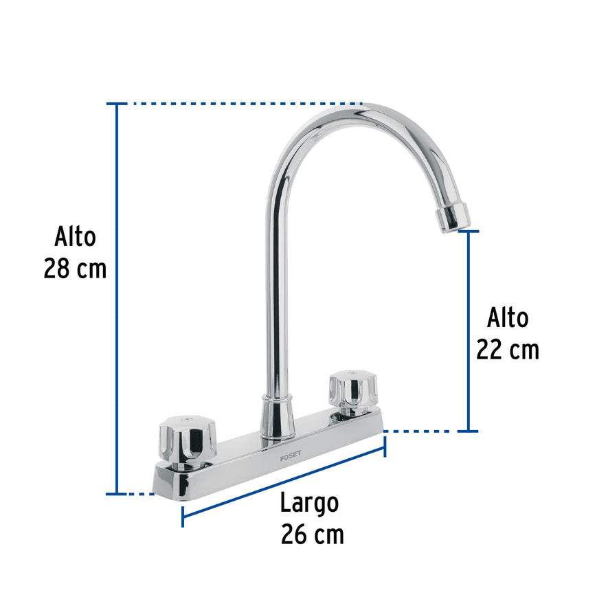 Mezcladora plástica 8' p/fregadero, cuello alto, hex Basic Caja con 2, 48193