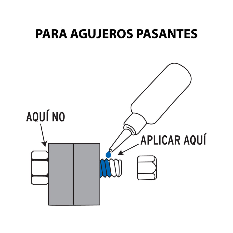 Fijador de roscas, removible, 10 ml, azul, Truper Caja con 6, 103231