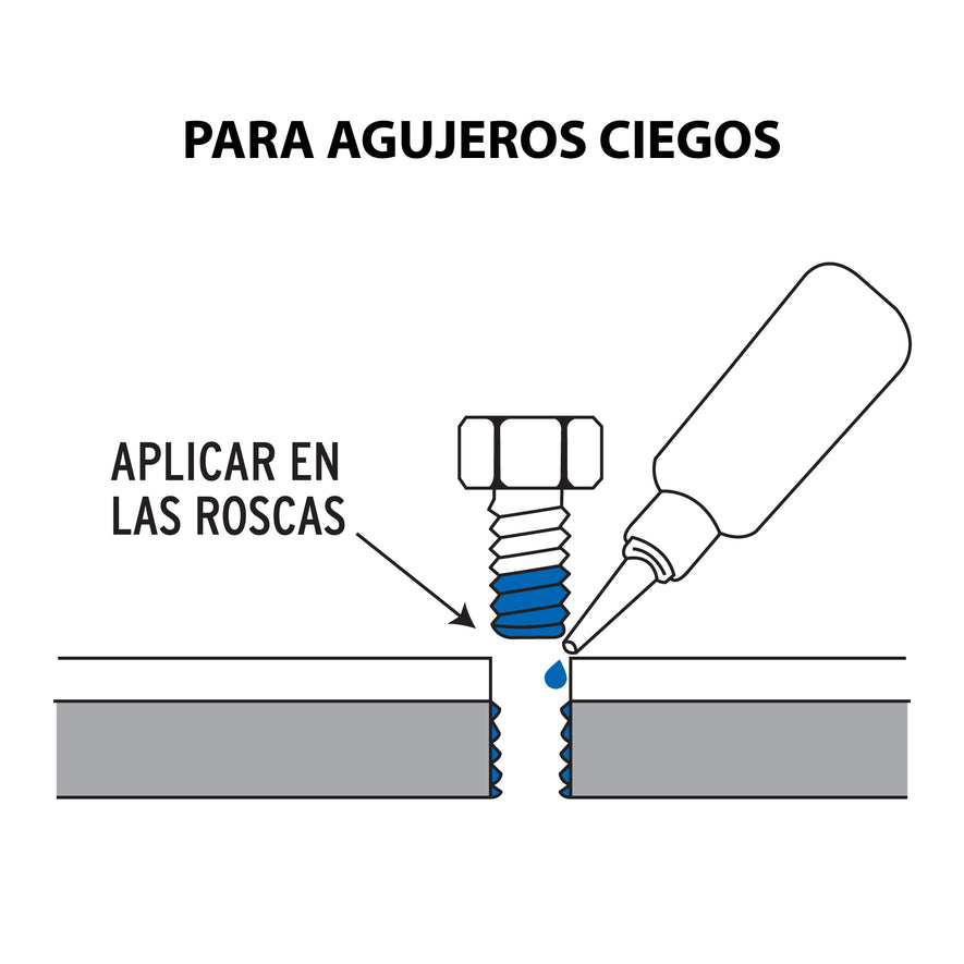 Fijador de roscas, removible, 10 ml, azul, Truper Caja con 6, 103231