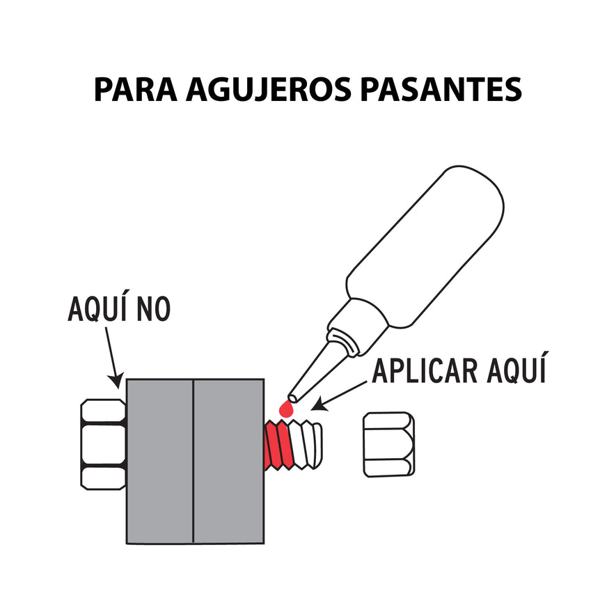 Fijador de roscas, permanente, 10 ml, rojo, Truper Caja con 6, 103230