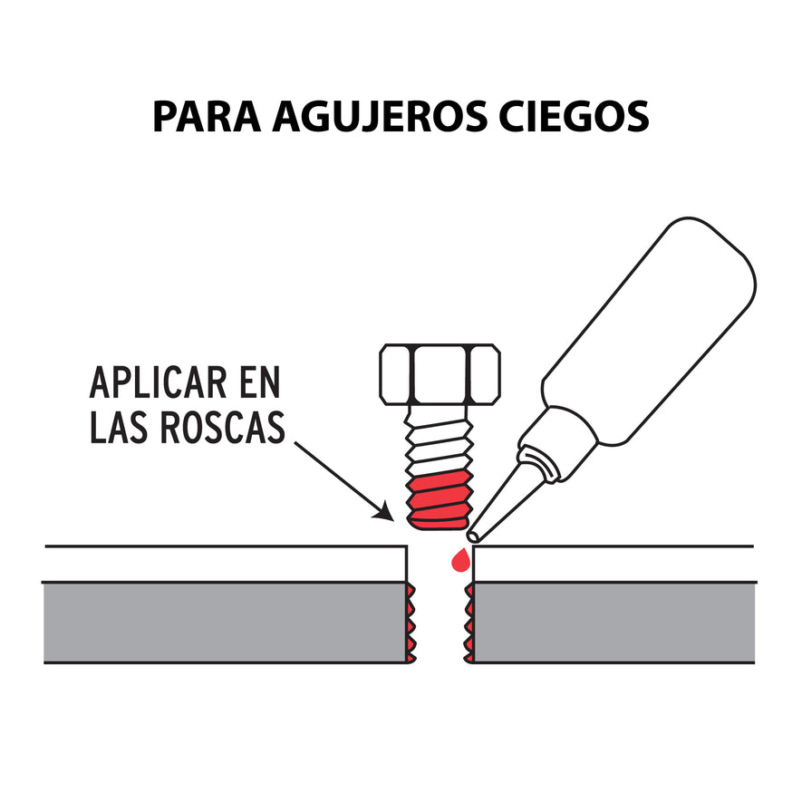 Fijador de roscas, permanente, 10 ml, rojo, Truper Caja con 6, 103230
