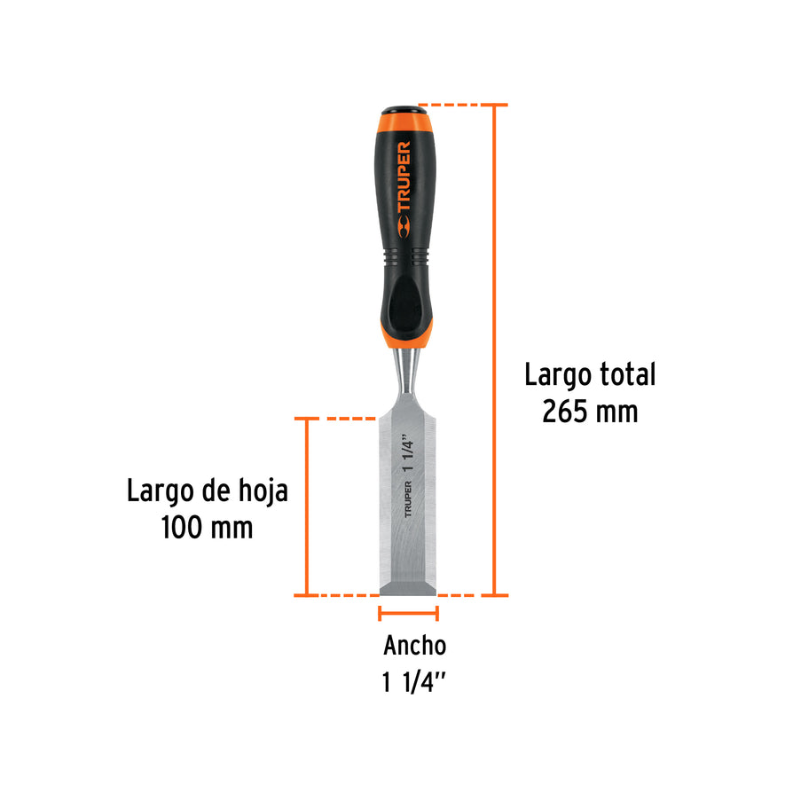 Formón 1-1/4' mango Comfort Grip, Truper Caja con 3, 14636