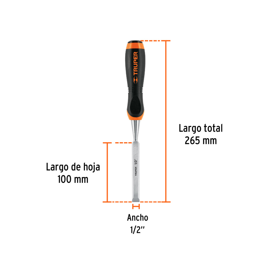 Formón 1/2' mango Comfort Grip, Truper Caja con 3, 14621