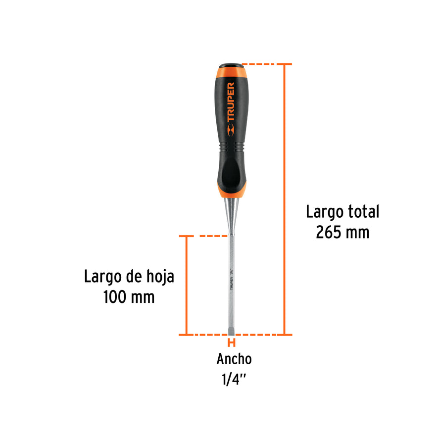 Formón 1/4' mango Comfort Grip, Truper Caja con 3, 14615