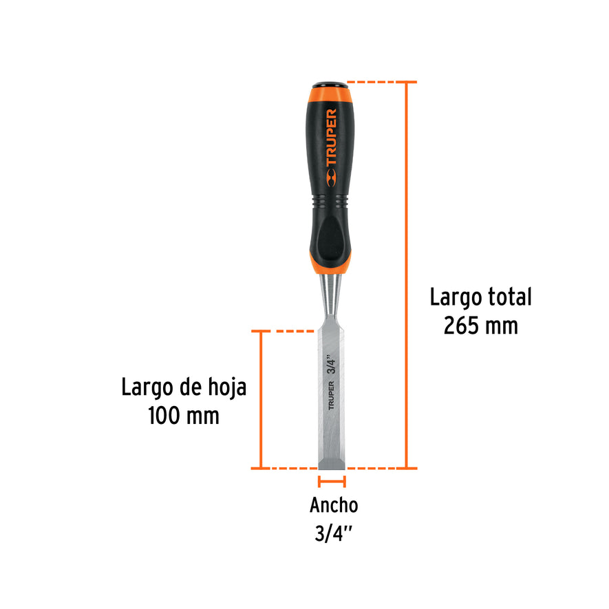 Formón 3/4' mango Comfort Grip, Truper Caja con 3, 14627