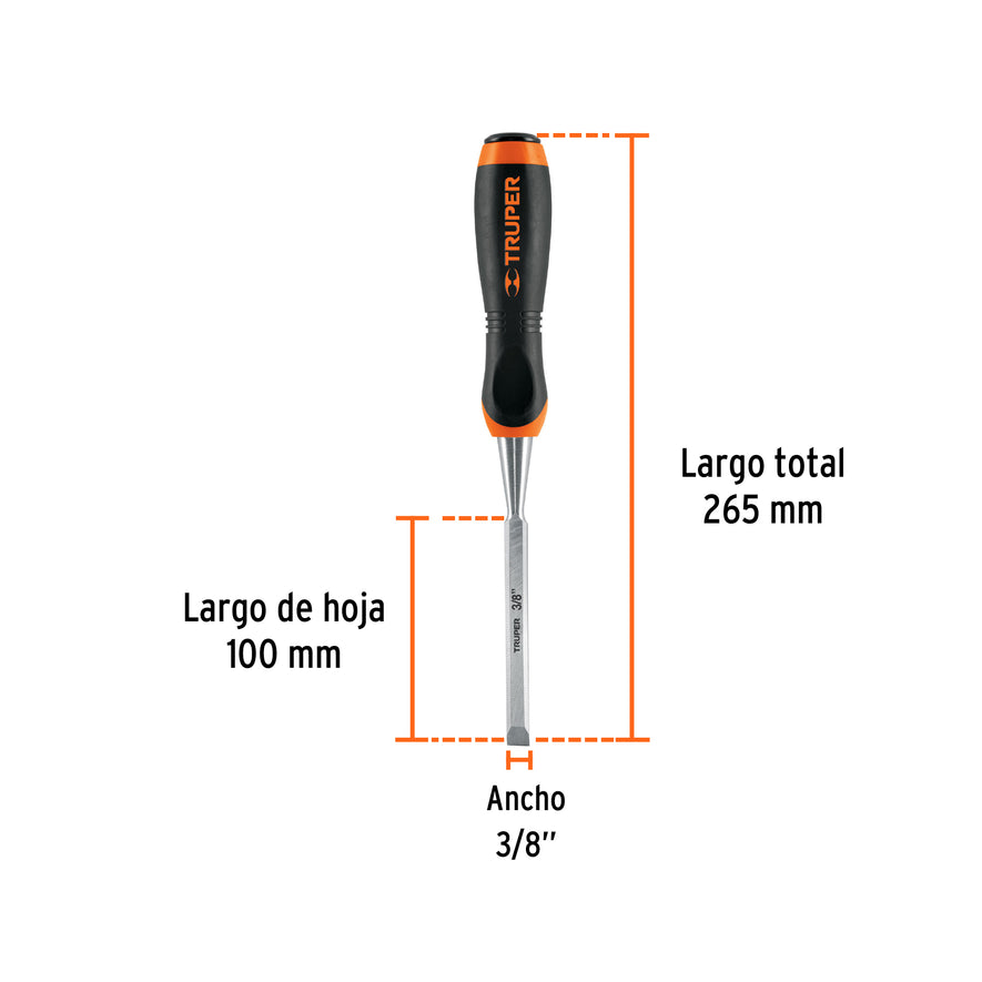 Formón 3/8' mango Comfort Grip, Truper Caja con 3, 14618