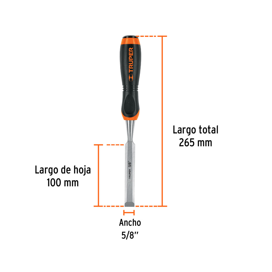 Formón 5/8' mango Comfort Grip, Truper Caja con 3, 14624