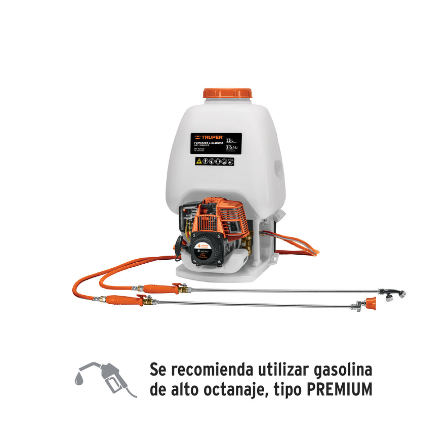 Fumigador de 25 L con motor a gasolina de 4 tiempos, Truper, 101569