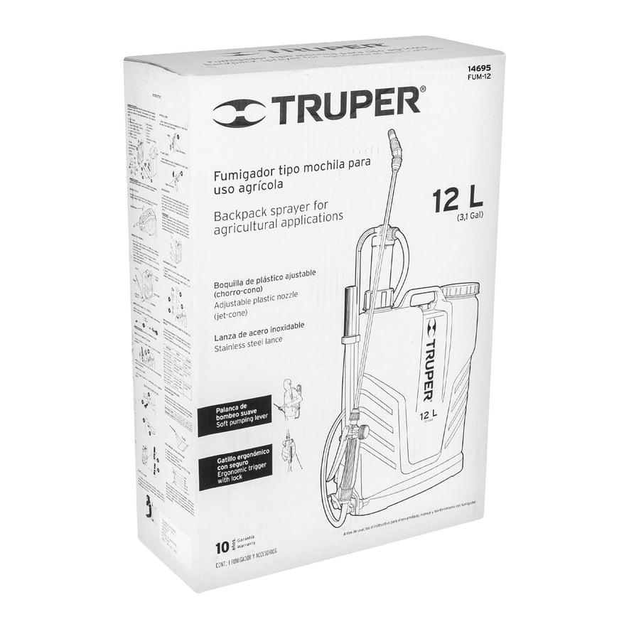 Fumigador de 12 L manual de mochila, Truper, 14695