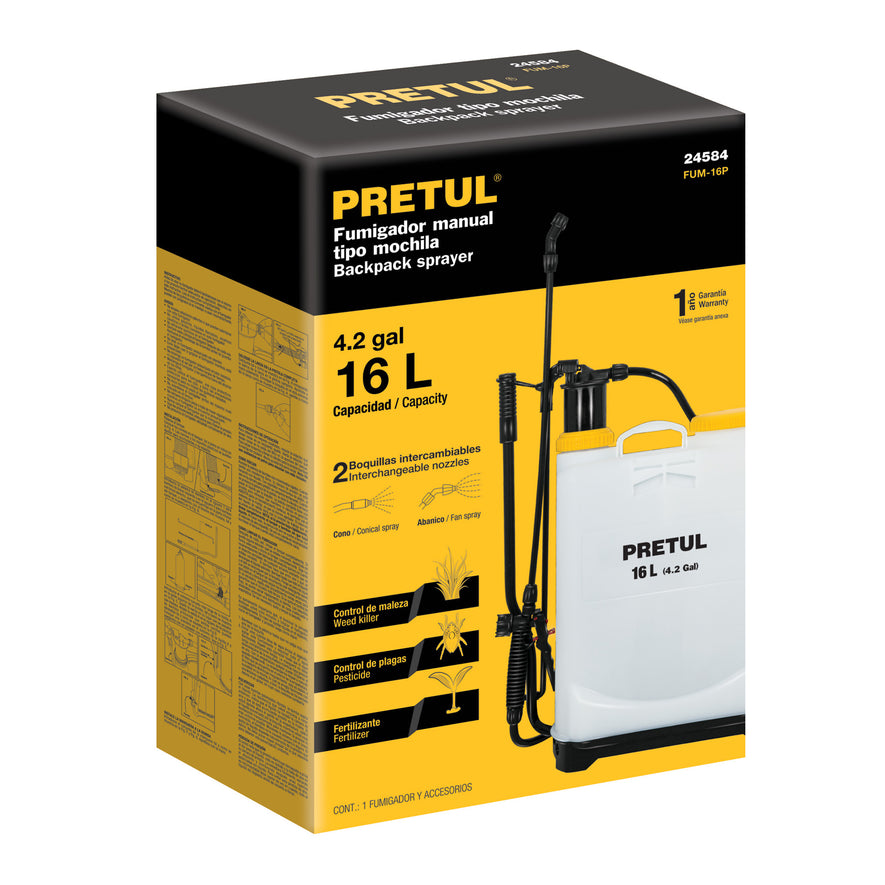 Fumigador de 16 L manual de mochila, Pretul, 24584