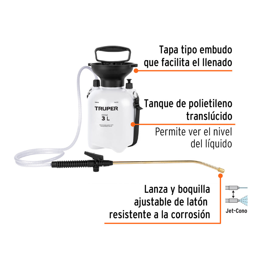 Fumigador jardinero 3 L (0.8 gal), Truper, 10835