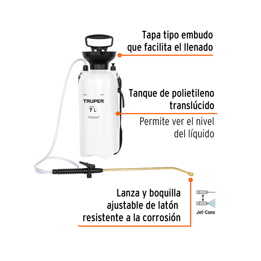Fumigador jardinero 7 L (1.8 gal), Truper, 10837