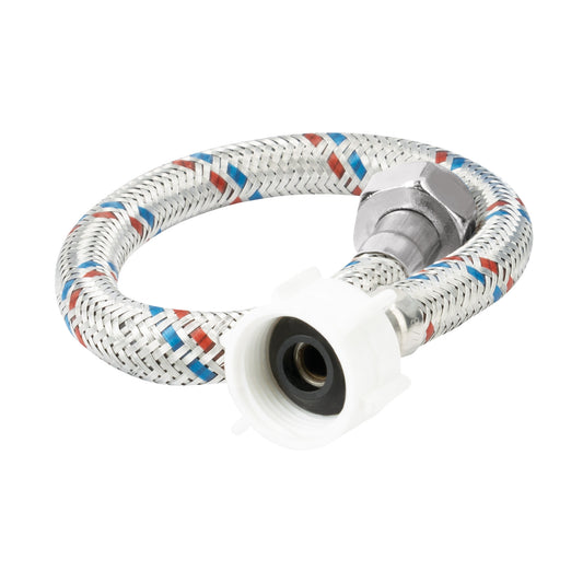 Manguera p/WC, aluminio, 1/2'x7/8', 35cm, plást/metal, Basic Caja con 12, 49592