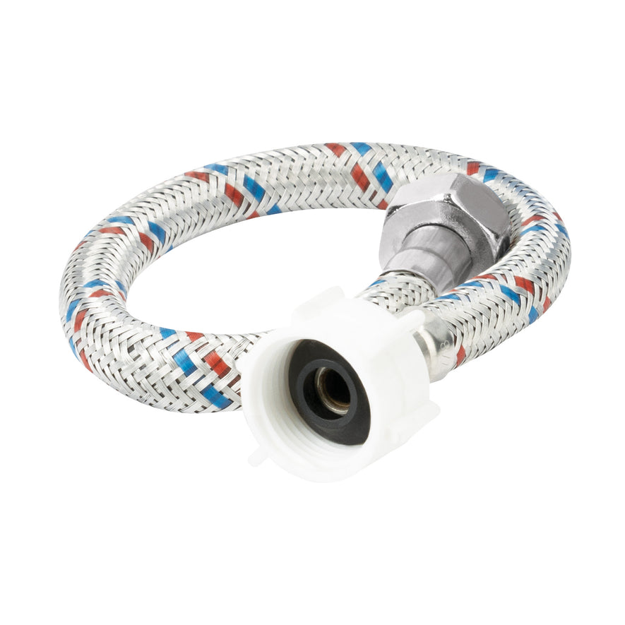 Manguera p/WC, aluminio, 1/2'x7/8', 35cm, plást/metal, Basic Caja con 12, 49592