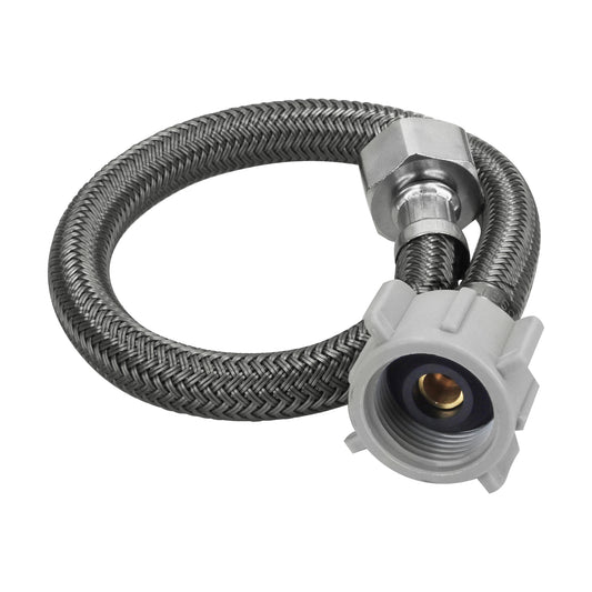 Manguera p/WC, vinilo gris, 1/2'x7/8', 35cm, plástico/latón Caja con 6, 49176