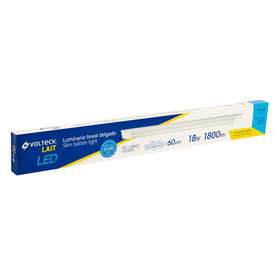 Luminario lineal delgado de LED 18 W para gabinete, Volteck Caja con 2, 48390
