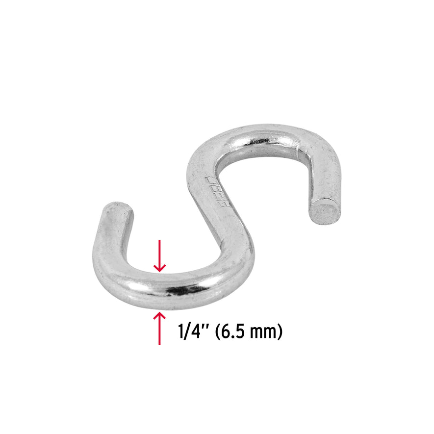 Gancho 'S' de 1/4' de acero para cable, Fiero Caja con 12, 44092